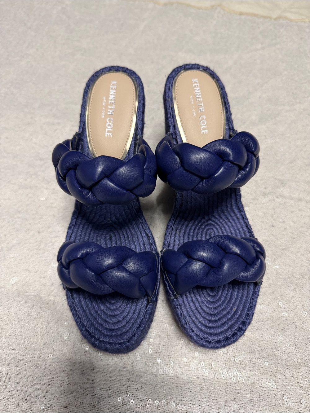 NWOT Kenneth Cole Braided Double Strap Espadrille Wedge Sandal Size 10